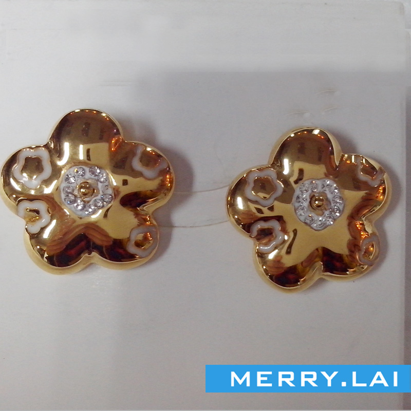 不銹鋼耳環(huán)定制，花型時(shí)尚耳釘，不銹鋼飾品定制